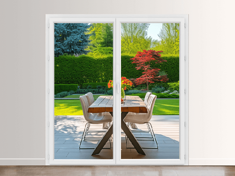 Porte Fenêtre PVC 2 Vantaux VEKA Blanc, Gris, Beige ou Chêne Doré Ouvrants à la Française Sur Mesure Référence: Porte Fen PVC 2 vtx_0