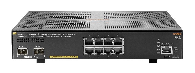 Hewlett Packard Enterprise Aruba 2930F 8G PoE+ 2SFP+ Géré L3 Gigabit Ethernet (10/100/1000) Gris 1U Connexion Ethernet, supportant l'alimentation via ce port (PoE)_0