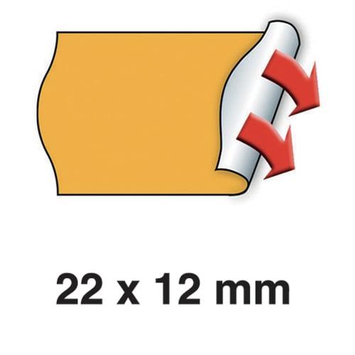 Meto boîte de 6 rouleaux étiquettes meto 22x12mm fluo orange sinusoïdales adhésif permanent_0