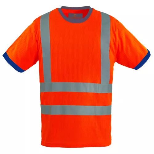 T-shirt manches courtes - 75% PES/25% CO 180g/m2 - Orange HV/Marine - Référence : 7YATO_0