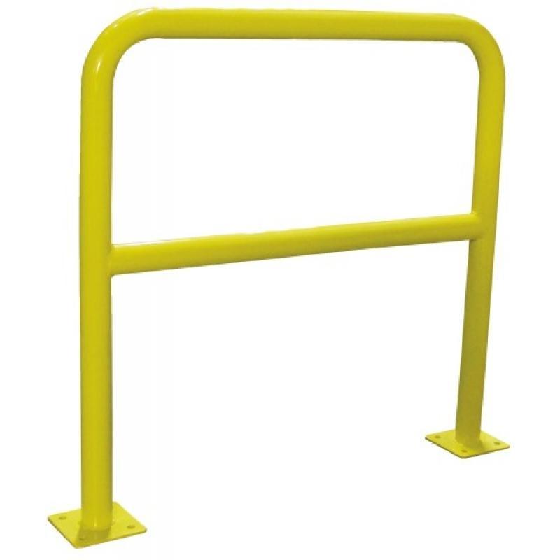 Barrières de sécurité acier diamètre 40 mm à platine longueur 150 cm hauteur 100 cm coloris jaune et noir_0