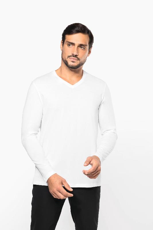 T-shirt Supima col V manches longues homme -  Réf: PK306_0