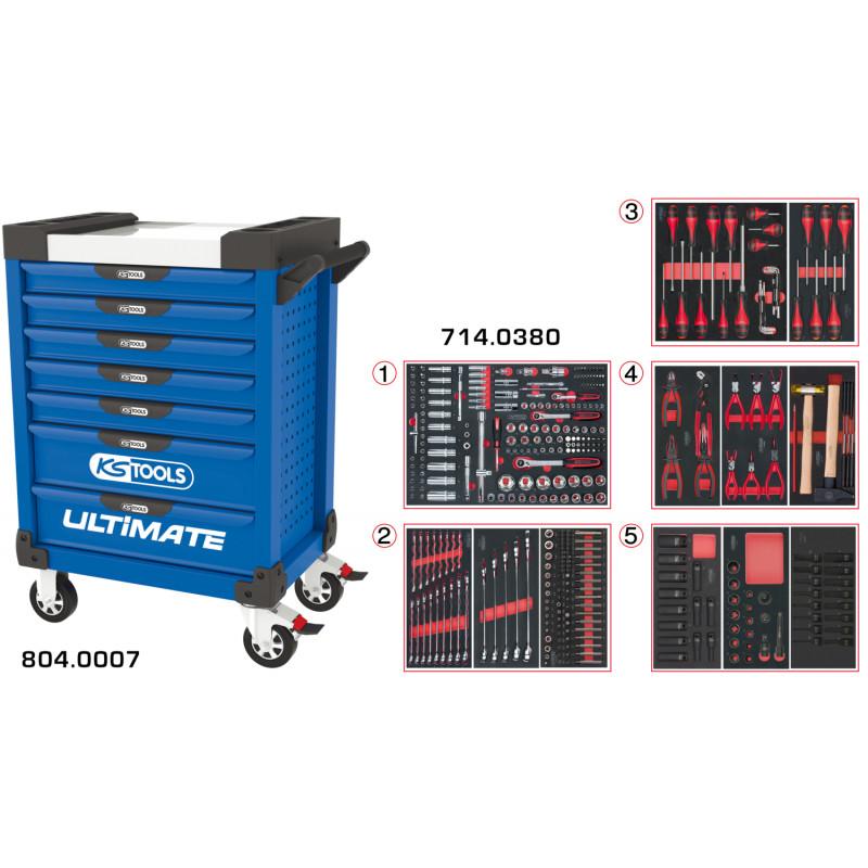 Servante PEARLline bleue 7 tiroirs équipée de 384 outils - KS Tools | 804.7380_0