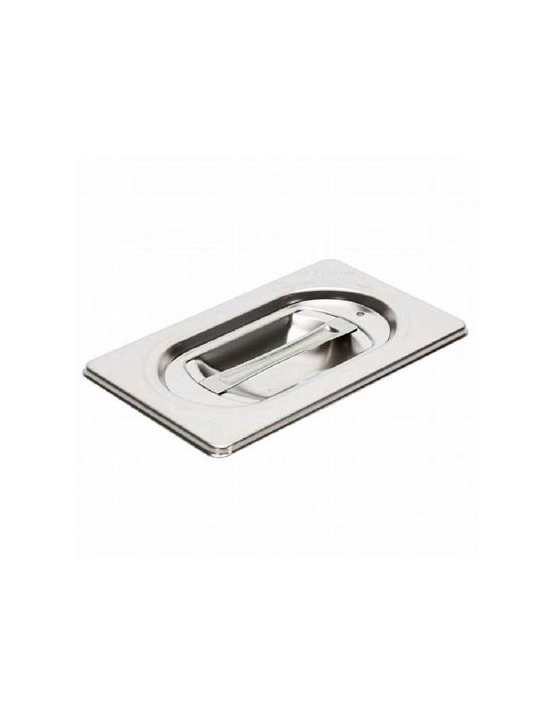 Couvercle bac gastro inox GN 1/9 en acier inoxydable - Fabriqué en Italie - Référence C19L - Dimensions extérieures 176x108 mm_0