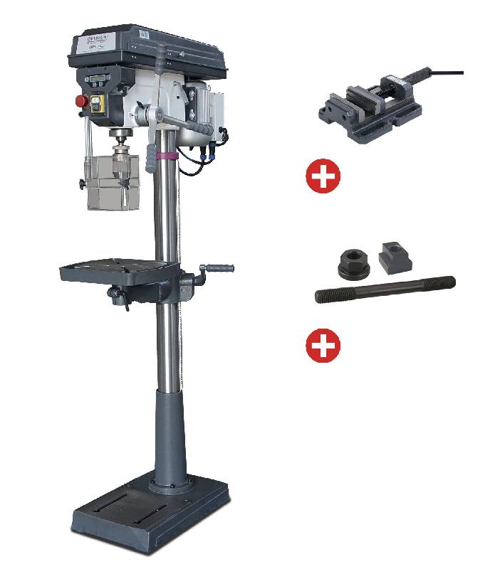 Perceuse à colonne jusque ø 25 mm CM3 750W 230V affichage digital + étau de perçage + jeu de boulons Optidrill D26PRO 230V PACK_0