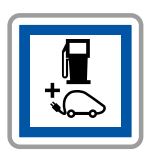 Panneau de signalisation indication Poste de distribution de carburant + recharge des véhicules électriques 7 / 7 et 24 / 24 - CE15g_0