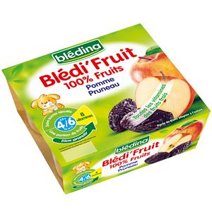 Bledi Fruit 100 Fruits Pomme Pruneau Des 4 6 Mois 4 X 100 G Telemarketpro Fr Hellopro