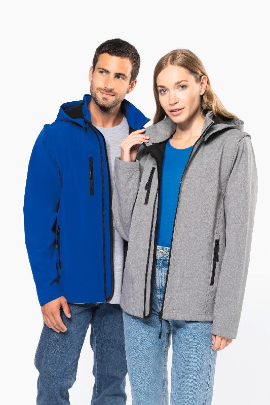 Veste Softshell 3 couches à capuche avec manches amovibles unisexe - Réf: K422 - Kariban_0