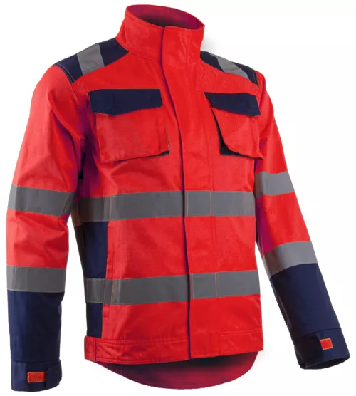 Veste - 60% CO/40% PES 270g/m2 + Stretch - Rouge HV/Marine - Référence : 5HBJ130_0