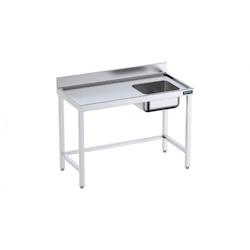 Distform Table de chef Inox avec bac à Droite et renforts Gamme 600 Acier inoxydable2800x600 1000x600x850mm - 641094814335_0