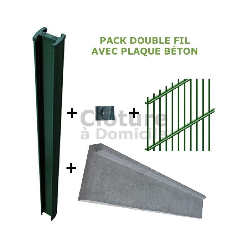 Pack clôture rigide double fil + plaque béton_0