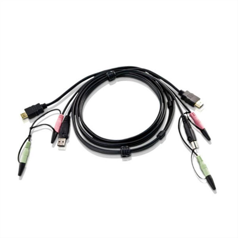 Aten 2l-7d02uh câble kvm hdmi, usb et audio, noir, 1,8 m_0