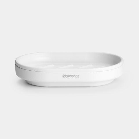 Porte-savon MindSet Brabantia -Mineral Fresh White - Rainuré pour savon sec - Pieds antidérapants_0