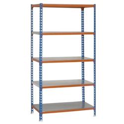 SimonRack Etagère métallique sans vis Simonclick 5 plateaux de 180 kgs par plateau couleur BLEU/ORANGE/GALVA 1800x900x500 mm (haut x largeur x profo_0