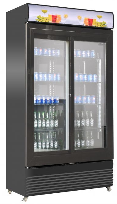 Vitrine réfrigérée à boissons en 2 portes coulissantes noire - Capacité 780 Litres - R290 Gaz écologique_0
