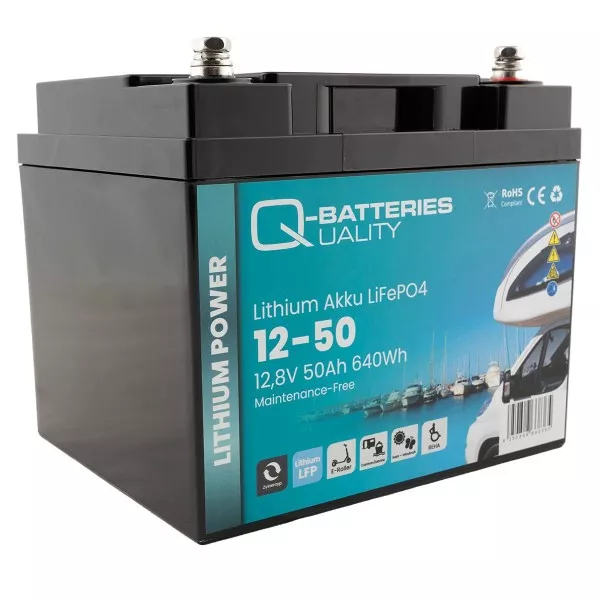 Batterie Lithium Q-Batteries Akku LifePO4 12-50 12,8V 50Ah_0