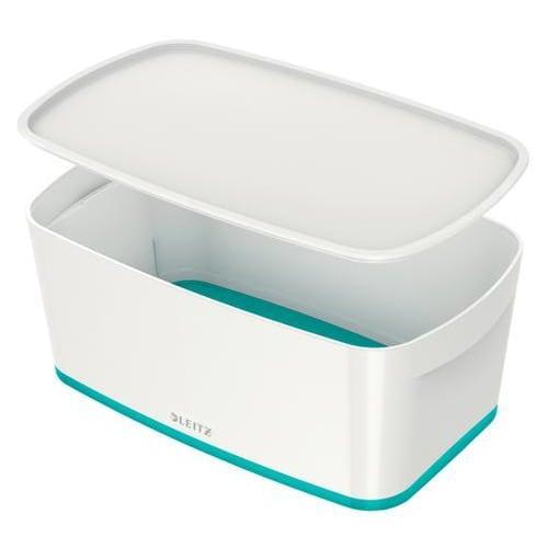 Leitz boîte mybox small avec couvercle en abs. Coloris blanc fond menthe_0