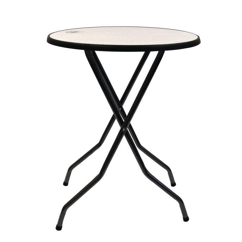 TABLE HAUTE PLIANTE - Ø 85 CM - BLANCHE/BORDURES NOIR PROFESSIONNEL_0