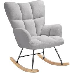 TecTake GmbH tectake Fauteuil à bascule TORVE rembourré au tissu bouclé - gris clair -405848 - gris 405848_0