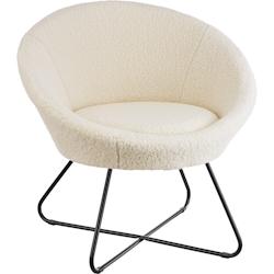 TecTake GmbH tectake Fauteuil cocktail rond et rembourré CENTERA - Bouclé blanc cassé -405401 - blanc acier 405401_0