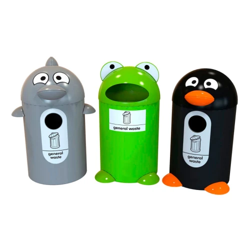 Corbeilles ludiques Sévana - Poubelles Buddy 55L Dauphin et Pingouin, 75L Grenouille_0