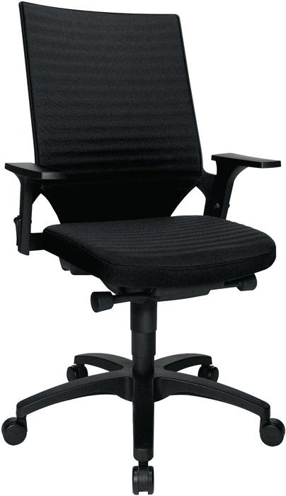 Chaise de bureau pivotante avec technique auto-synchrone noir 420-550 mm avec accoudoir capacité charge 110 kg TOPSTAR_0