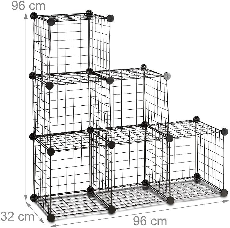 SYSTÈME D\'ÉTAGÈRE 6 COMPARTIMENTS GRILLE 30 X 30 CM NOIR 13_0002579_0