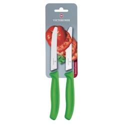 Set de couteaux à tomates et de table dentés Victorinox 11cm verts (lot de 2) - CU554_0