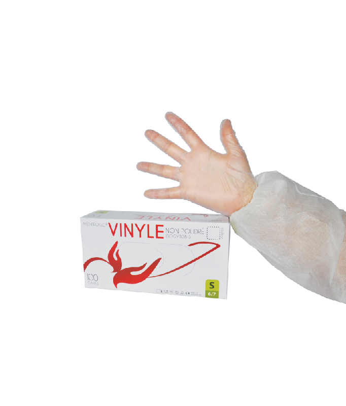 100 gants d'examens anti-virus à usage unique CE en vinyle non poudré - GVNPIN-IM03/VR_0