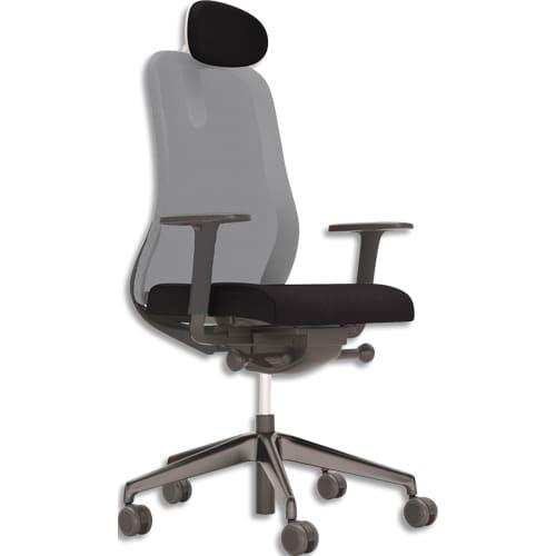 Nowy styl fauteuil souly synchrone ergonomique et design avec assise noire et dossier résille grise_0