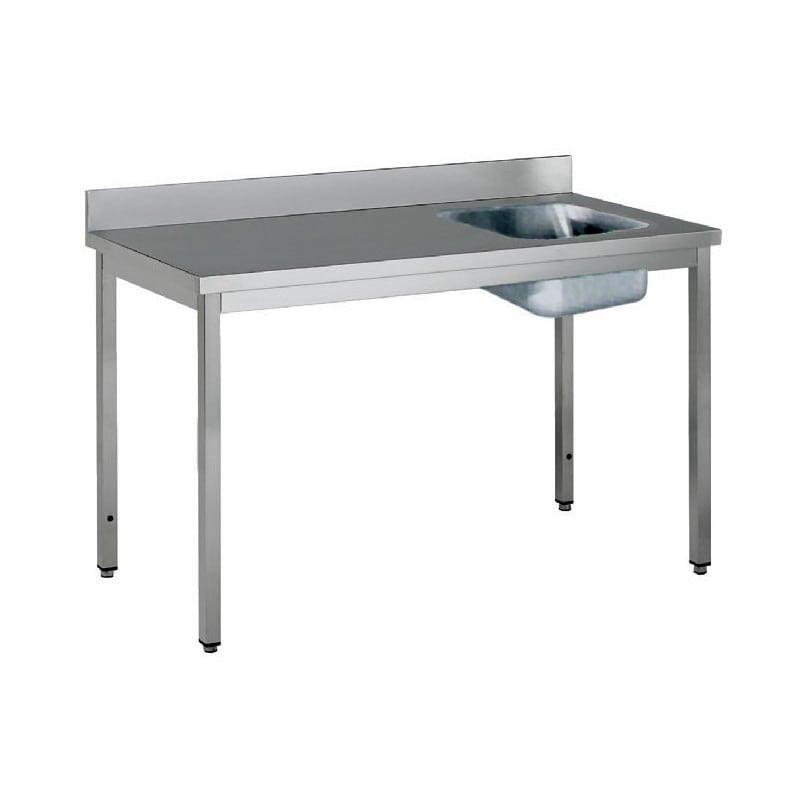 Table du chef adossée inox bac à droite sans étagère_0