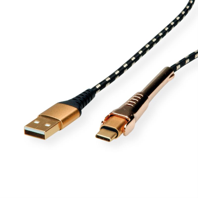 ROLINE GOLD Câble de charge et synchronisation USB 2.0 type A-C, M/M, avec fonction d'appui, 1 m_0