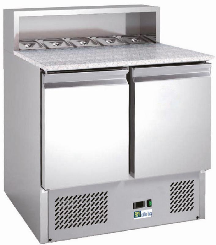 Meubles à pizzas réfrigérée inox 2 portes avec emplacement 5 bacs gn 1/6 - 900x700x1075 mm - AAPS900_0