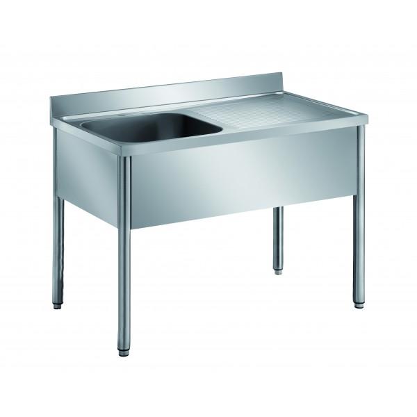 Plonge démontable sur pieds ronds sans étagère inox AISI 304 1 bac profondeur 700 mm longueur 1000 mm (Position bac: Gauche - Réf DRPL107-1BG-1)_0