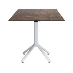 Restootab - Table pliable Nemo blanche pour extérieur oxydé 70x70 - marron TB-NEM1-7070C-UND.ROU_0