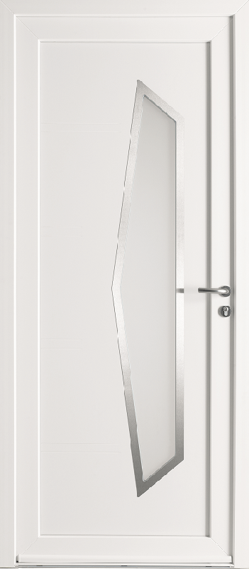 Porte d'Entrée PVC Orpin Vitrage Sablé Dépoli Arrondi Blanc Sur Mesure Référence: Porte PVC Orpin_0