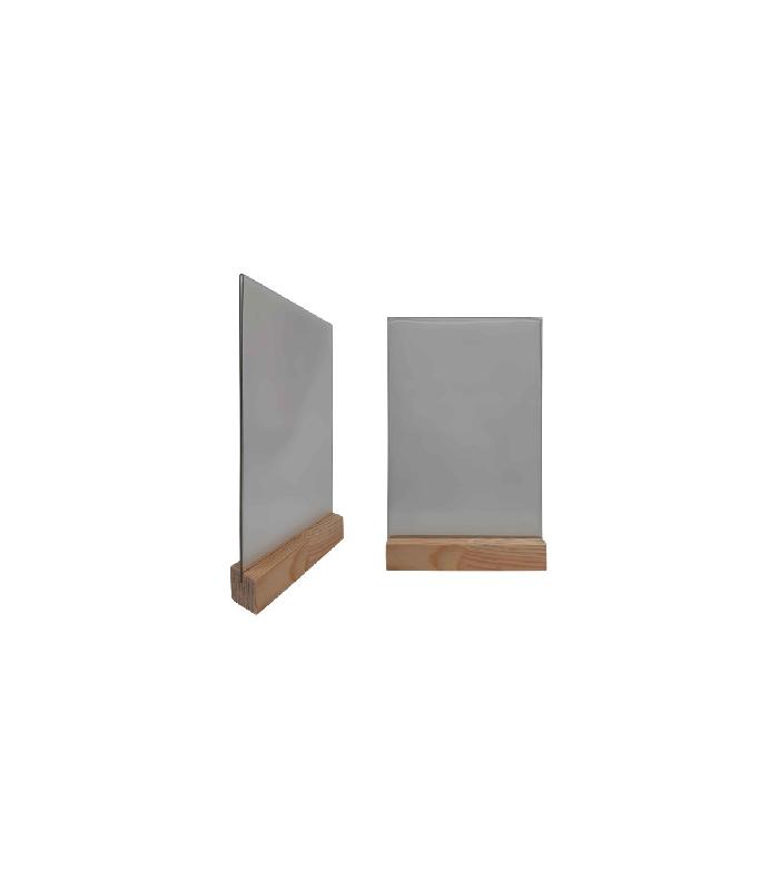 Porte menu de table en bois brut avec plexiglass - Lot de 2 - Référence : LSTF57BRUT-PLEXIA4_0