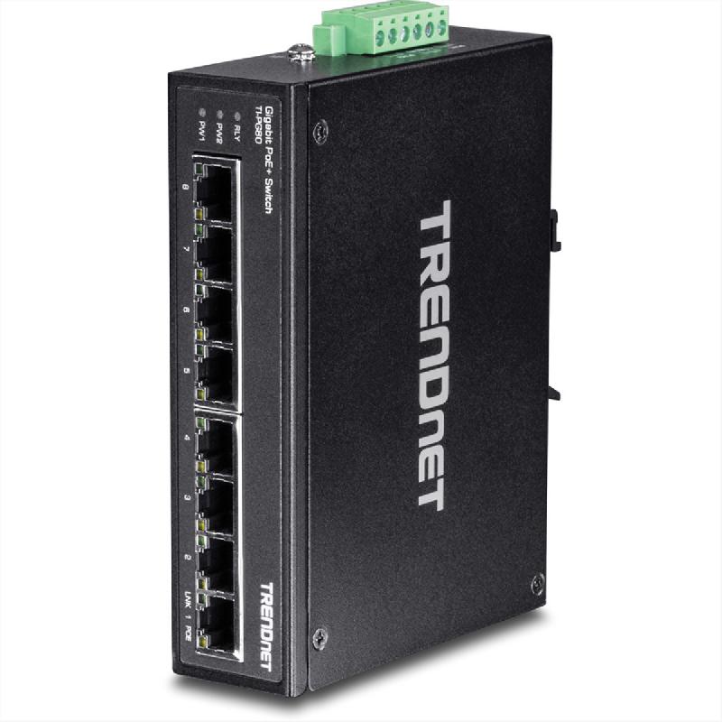 TRENDnet TI-PG80 Switch Rail DIN PoE+ Gigabit industriel renforcé à 8 ports_0