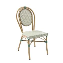 METRO PROFESSIONAL Chaise de restaurant française, aluminium/dossier textile, aspect bambou, vert/beige - multicolore multi-matériau 4337255211292_0