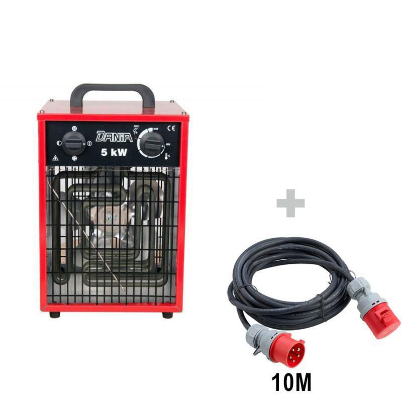 PACK Aérotherme portable électrique DANIA 5 kW + Rallonge 10 m 400 V - INELCO/HEATCOM - 88844007+3160104_0