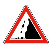 Panneau type A19 : Risque de chute de pierres ou présence de pierres tombées_0