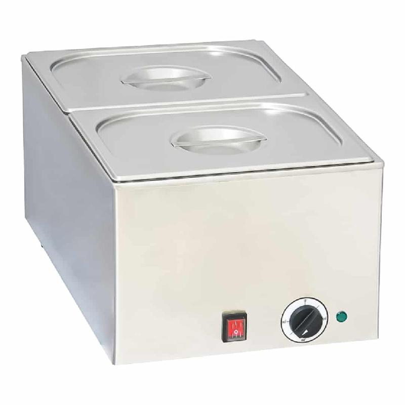 Bain marie professionnel avec robinet de vidange 2 x GN 1/2, en acier inoxydable, 1200 W_0