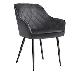 HELLOSHOP26 - Chaise de salle à manger fauteuil siège rembourrée avec accoudoirs largeur d'assise 49 cm pieds en métal revêtement en velours char_0