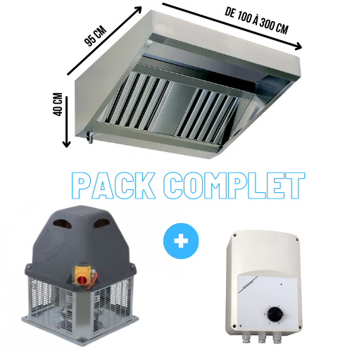 Pack Hotte 400°/2H 230V - Hotte 1 à 3 mètres - tourelle 230V + Variateur 230V_0