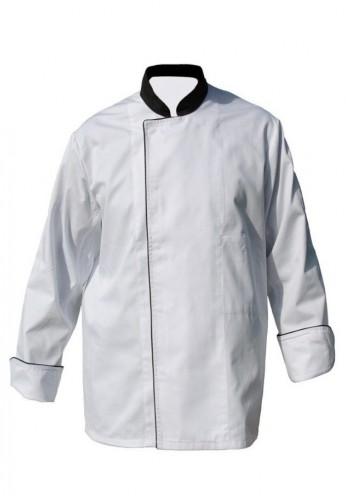 VESTE CUISINE BLANCHE ET NOIRE MANCHES LONGUES_0