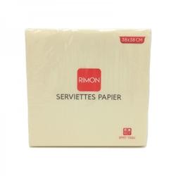 Serviette micropointe 2 plis 38x38cm Ivoire par 1440 - beige papier 3760323715476_0