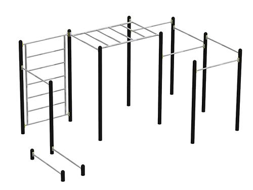 Workout K - Structure de street workout en acier galvanisé - 5,23 x 2,88 x 2,52 m_0