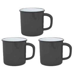 O.K. International Tasses en émail coloré Classic x 3 noir - 3700866351311_0