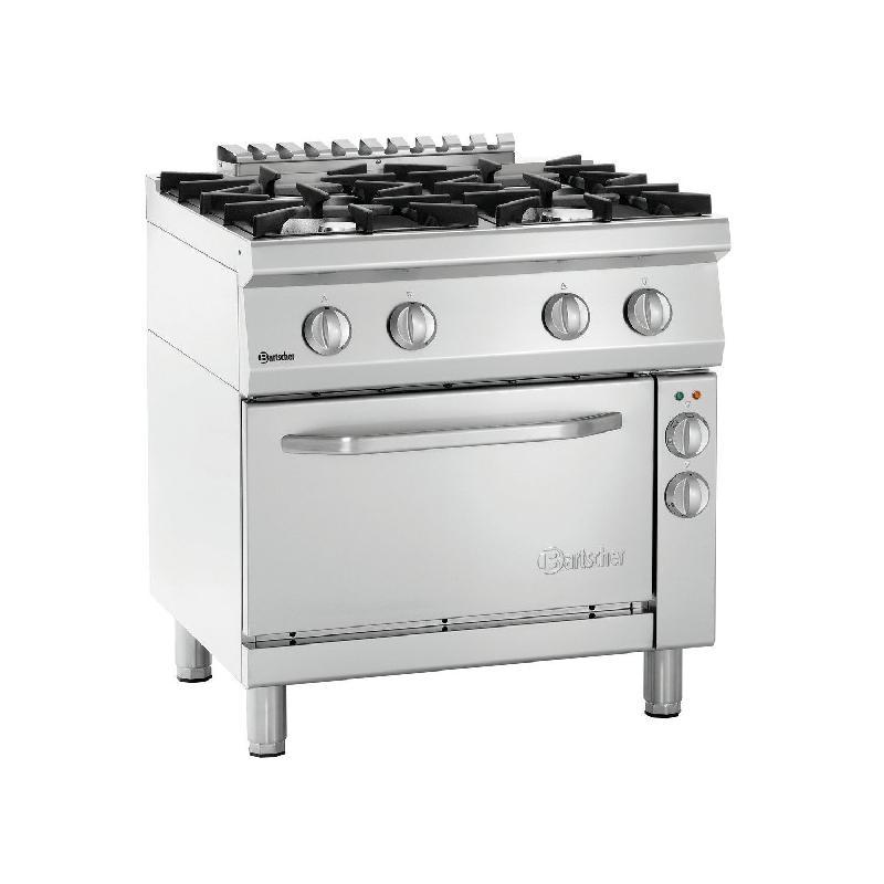 Cuisinière à gaz 4 feux sur four électrique 3 x GN 1/1, 400 V - TRI_0