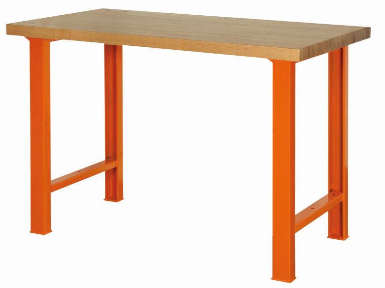 Établi avec plateau en marronnier à usage intensif avec 4 pieds, orange, 1 500 mm x 750 mm x 1 030 mm - 1495WB15TW_0